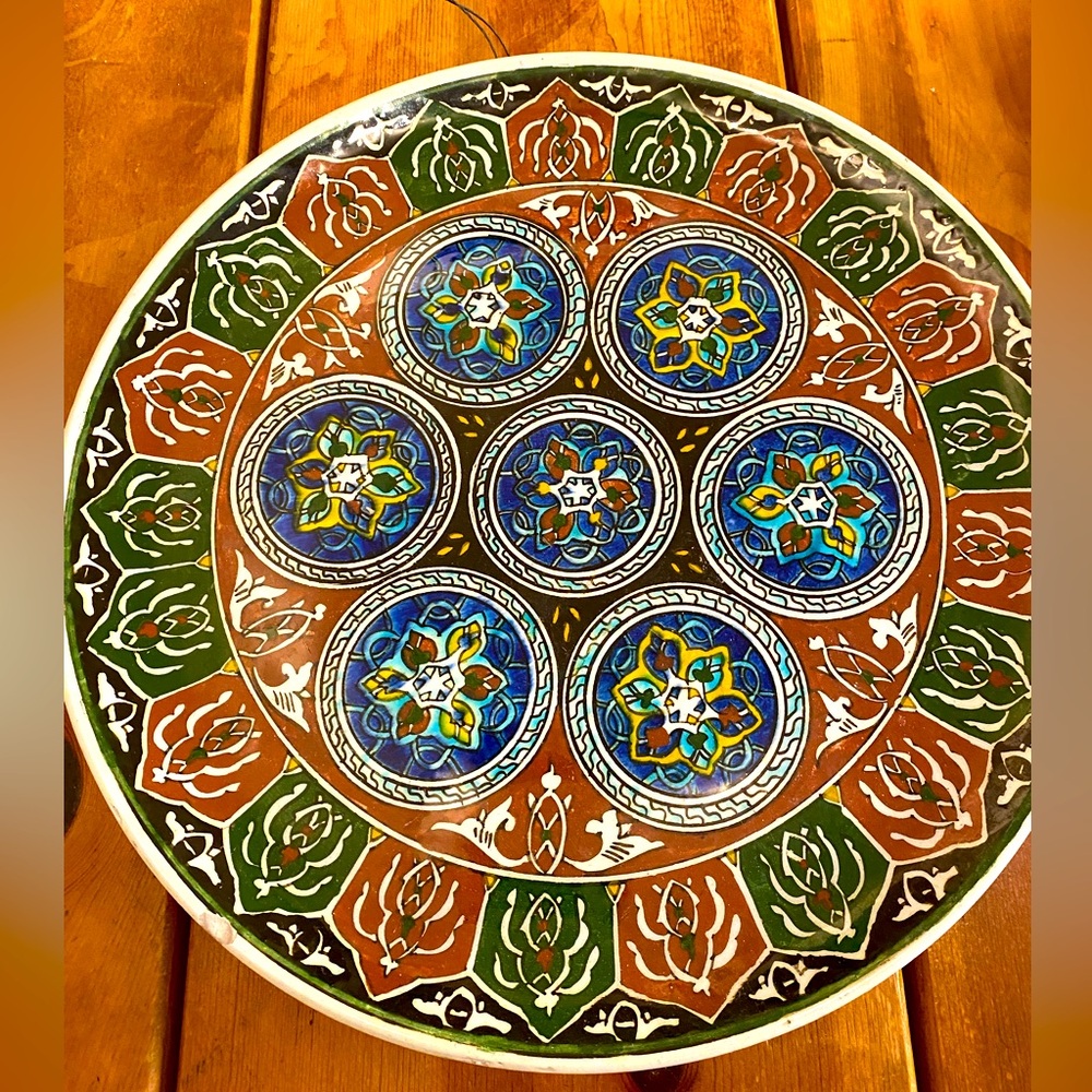 Two 13” Vintage Hand Painted Turkish Plates